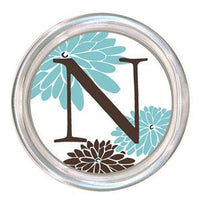 Monogrammed Mod Mums Brown and Blue Coaster