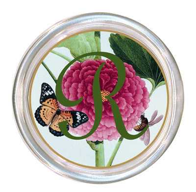 Monogrammed Pink Peony & Butterfly Coaster