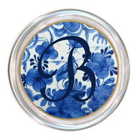 Monogrammed Blue Delft Bird Coaster