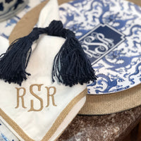 Jute Trim Monogrammed Napkins/set of 4