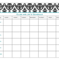 Madison Damask Black & White Calendar Pads