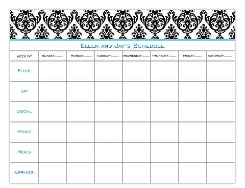 Madison Damask Black & White Calendar Pads