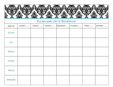 Madison Damask Black & White Calendar Pads