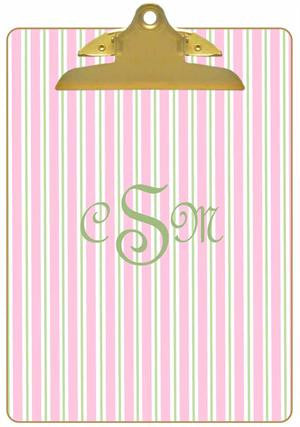 Personalized Pink & Green Striped Clipboard