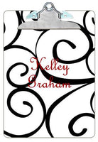 Personalized White Curly Q's Clipboard
