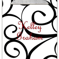 Personalized White Curly Q's Clipboard