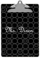 Personalized White Circles on Black Clipboard
