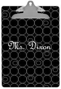 Personalized White Circles on Black Clipboard