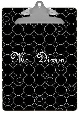 Personalized White Circles on Black Clipboard