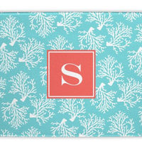 Coral Repeat Teal Glass Cutting Board