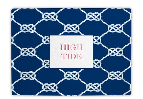 Nautical Knot Navy Glass Cutting Board