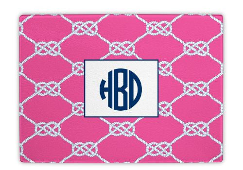 Nautical Knot Raspberry Glass Cutting Board