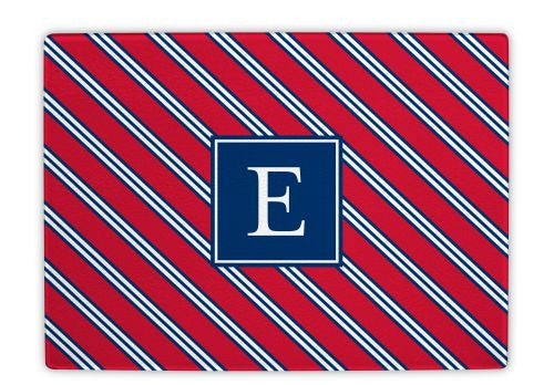 Repp Tie Red and Navy Glass Cutting Board