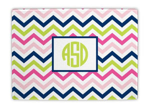 Chevron Pink, Navy, and Lime Glass Cutting Board