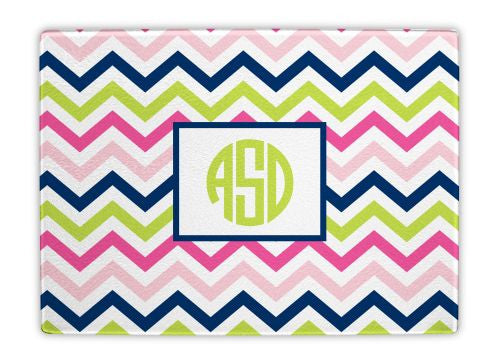 Chevron Pink, Navy, and Lime Glass Cutting Board