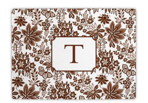 Classic Floral Brown Glass Cutting Board