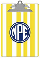 Yellow Stripe with Navy Monogram Clipboard
