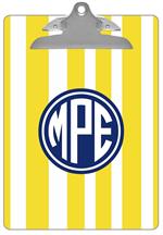 Yellow Stripe with Navy Monogram Clipboard
