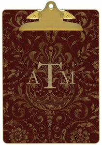 Personalized Burgundy Damask Clipboard