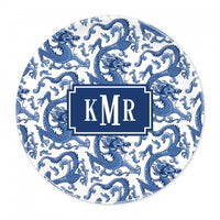 Imperial Blue Monogrammed Melamine Plate
