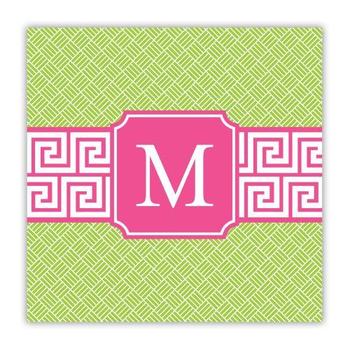 Greek Key Band Navy Coaster