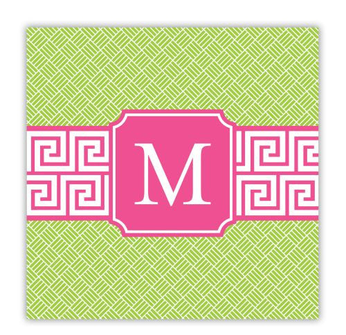 Greek Key Band Pink Coaster