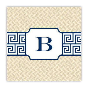 Greek Key Band Navy Coaster
