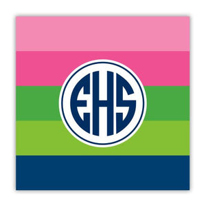 Bold Stripe Pink, Green, and Navy Coaster