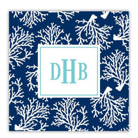 Coral Repeat Navy Coaster