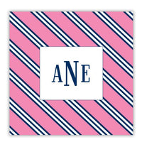 Repp Tie Pink and Navy Coaster