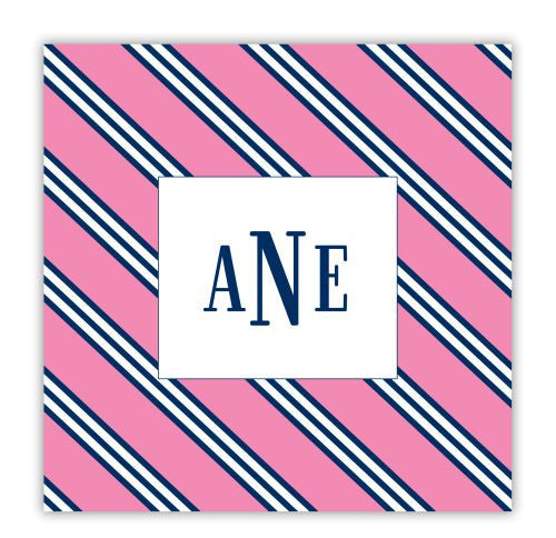 Repp Tie Pink and Navy Coaster