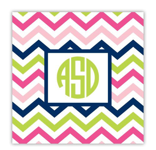 Chevron Pink, Navy, and Lime Coaster