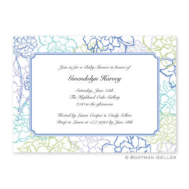 Chelsea Floral Blue Flat Notecard