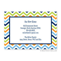 Chevron Blue, Orange & Lime Flat Notecard