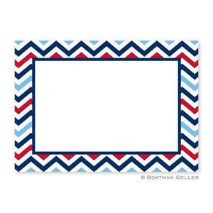 Chevron Blue & Red Flat Notecard