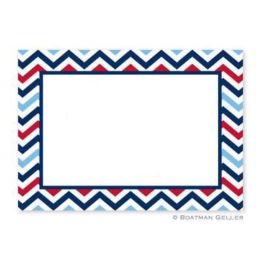 Chevron Blue & Red Flat Notecard