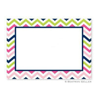 Chevron Pink, Navy & Lime Flat Notecard