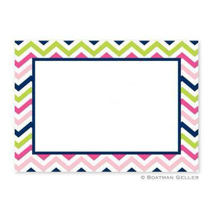 Chevron Pink, Navy & Lime Flat Notecard