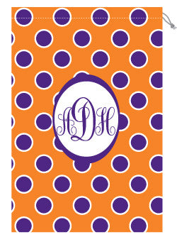 Monogrammed Orange & Purple Polka Dot Laundry Bag