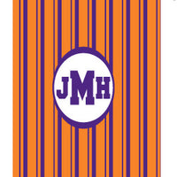 Monogrammed Orange & Purple Striped Laundry Bag