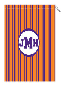 Monogrammed Orange & Purple Striped Laundry Bag