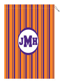 Monogrammed Orange & Purple Striped Laundry Bag