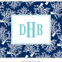 Coral Repeat Navy Foldover Note