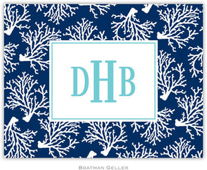 Coral Repeat Navy Foldover Note