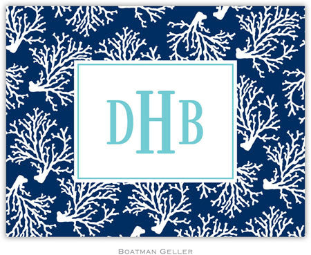 Coral Repeat Navy Foldover Note