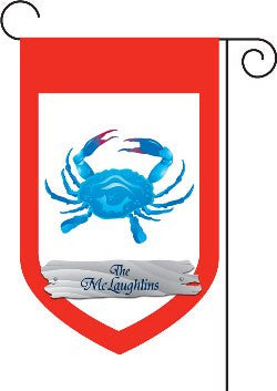 Monogrammed Blue Crab Garden Flag