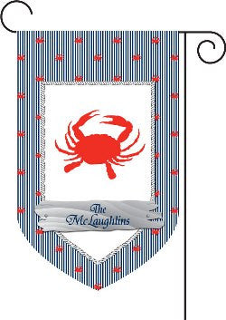 Monogrammed Polka Dot Crab Garden Flag
