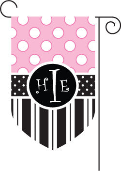 Monogrammed Pink & Black Garden Flag