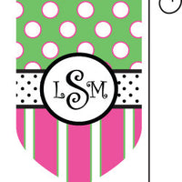 Monogrammed Pink & Green Garden Flag