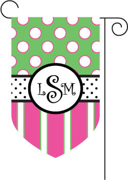 Monogrammed Pink & Green Garden Flag